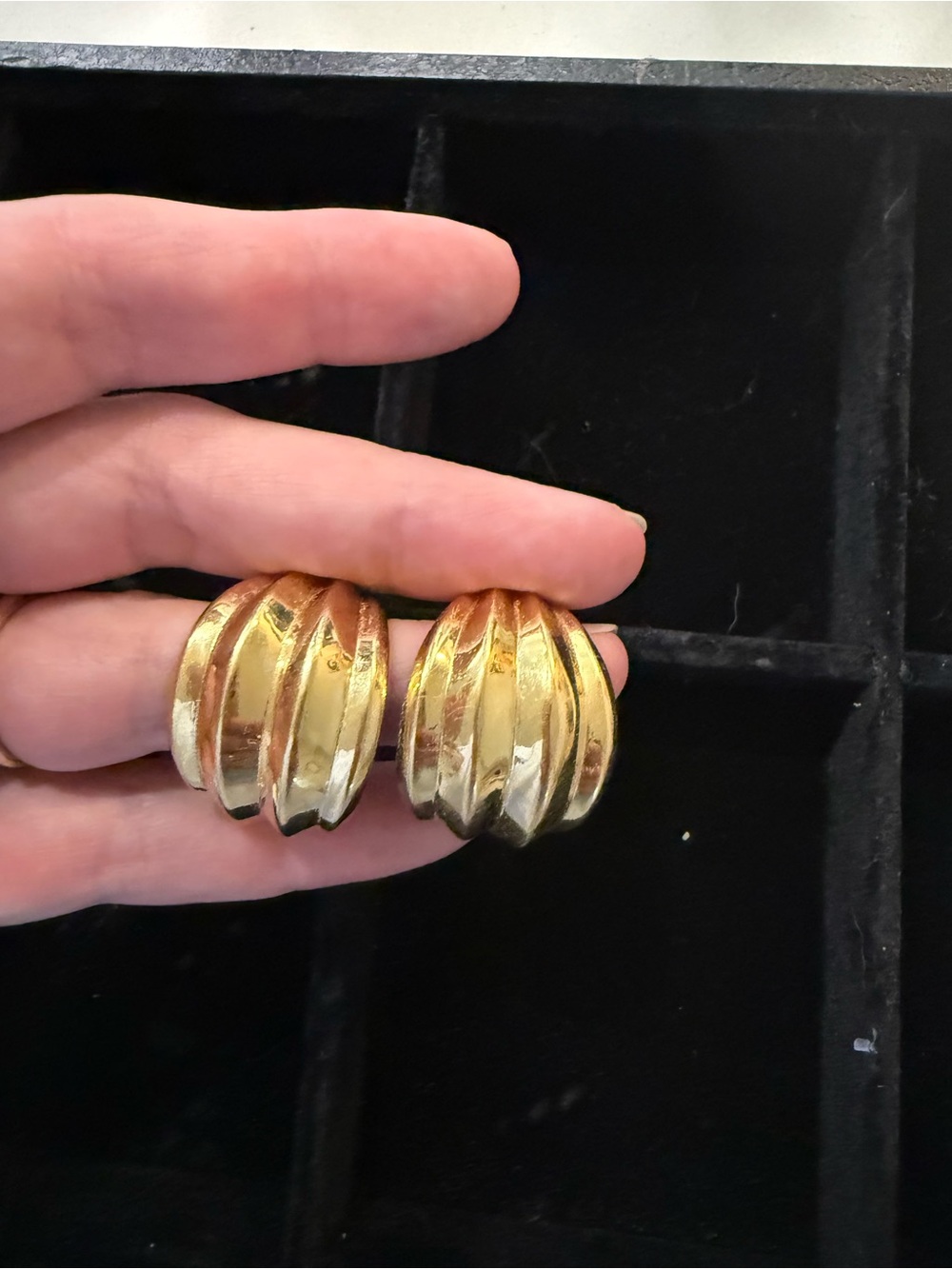 St. John Gold-Tone Clip-On Earrings | Vintage Designer Statement Jewelry